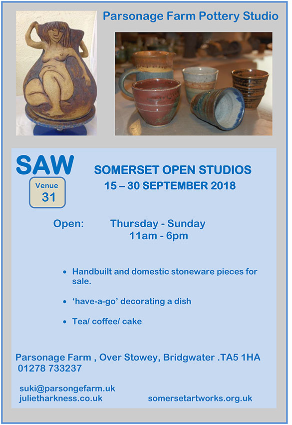 Somerset Open Studios poster for Juliet Harkness pots